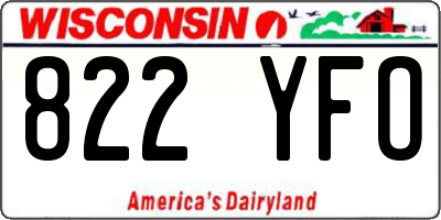 WI license plate 822YFO