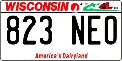 WI license plate 823NEO