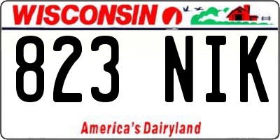 WI license plate 823NIK