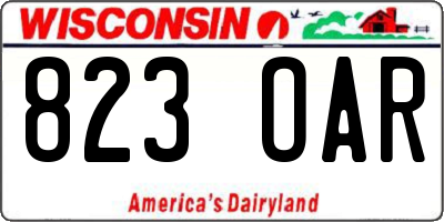 WI license plate 823OAR