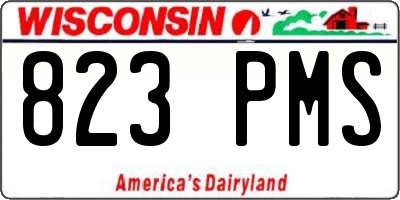 WI license plate 823PMS