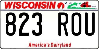 WI license plate 823ROU