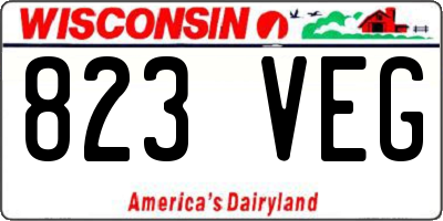 WI license plate 823VEG