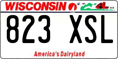 WI license plate 823XSL