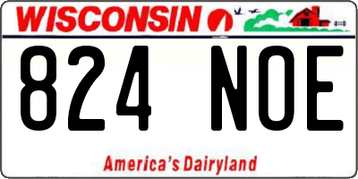 WI license plate 824NOE