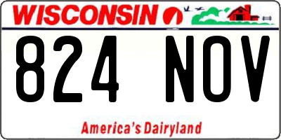 WI license plate 824NOV