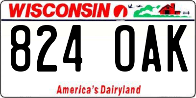 WI license plate 824OAK