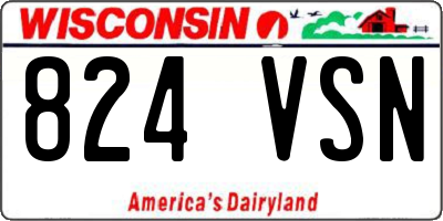 WI license plate 824VSN