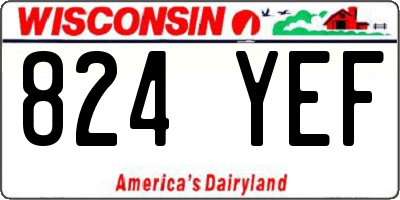 WI license plate 824YEF