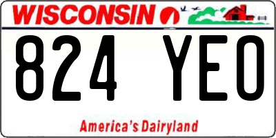 WI license plate 824YEO