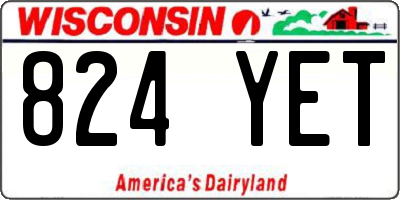 WI license plate 824YET