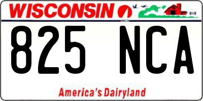 WI license plate 825NCA