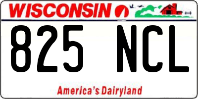 WI license plate 825NCL