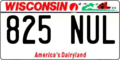 WI license plate 825NUL