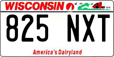 WI license plate 825NXT