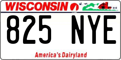WI license plate 825NYE