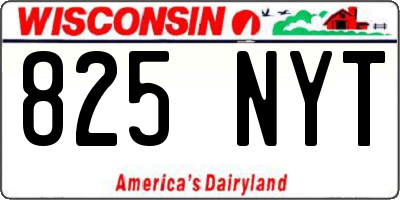 WI license plate 825NYT