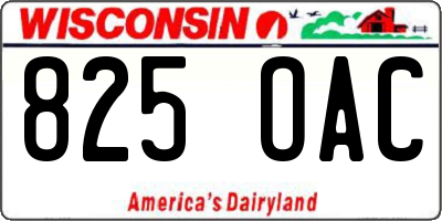WI license plate 825OAC