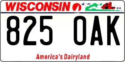 WI license plate 825OAK