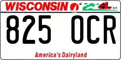 WI license plate 825OCR