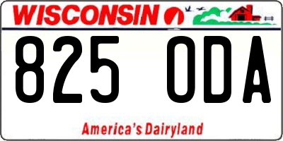 WI license plate 825ODA