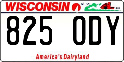 WI license plate 825ODY