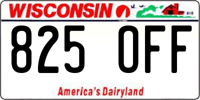 WI license plate 825OFF