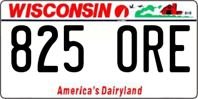WI license plate 825ORE