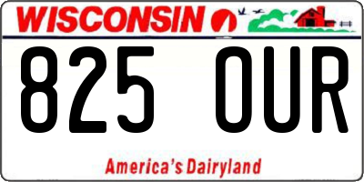 WI license plate 825OUR