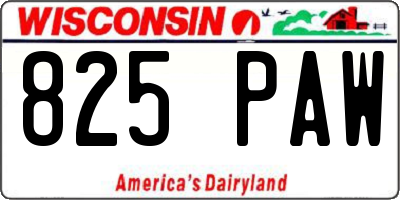WI license plate 825PAW