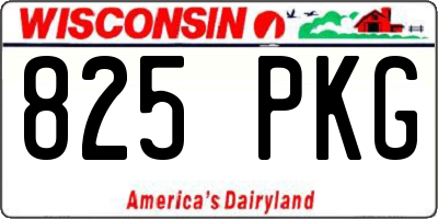 WI license plate 825PKG