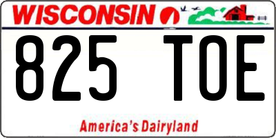 WI license plate 825TOE