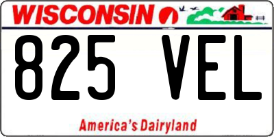 WI license plate 825VEL