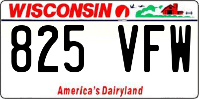 WI license plate 825VFW