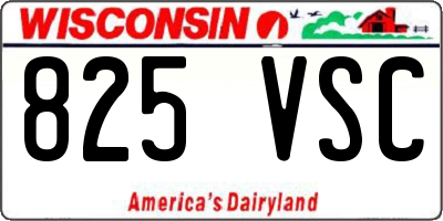 WI license plate 825VSC