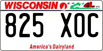 WI license plate 825XOC