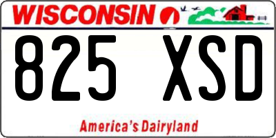 WI license plate 825XSD