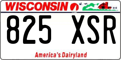 WI license plate 825XSR