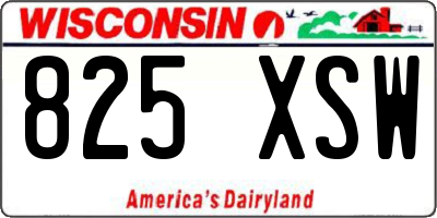 WI license plate 825XSW