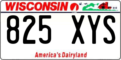 WI license plate 825XYS
