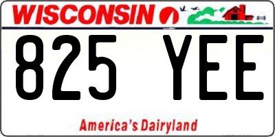WI license plate 825YEE