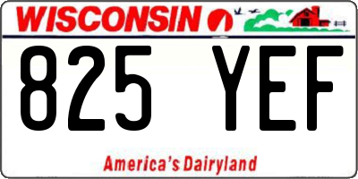 WI license plate 825YEF