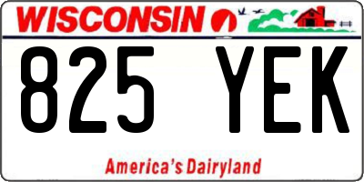 WI license plate 825YEK