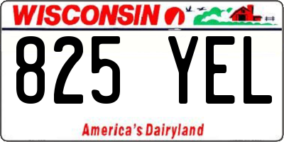 WI license plate 825YEL