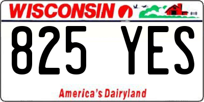 WI license plate 825YES