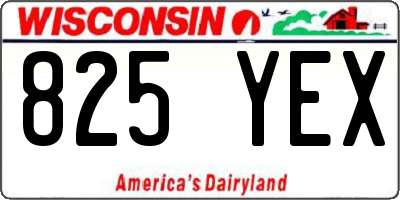 WI license plate 825YEX