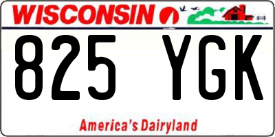 WI license plate 825YGK