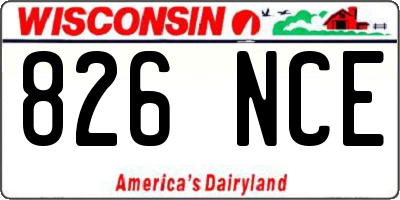 WI license plate 826NCE