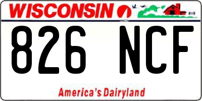 WI license plate 826NCF