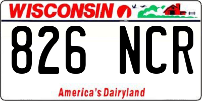 WI license plate 826NCR